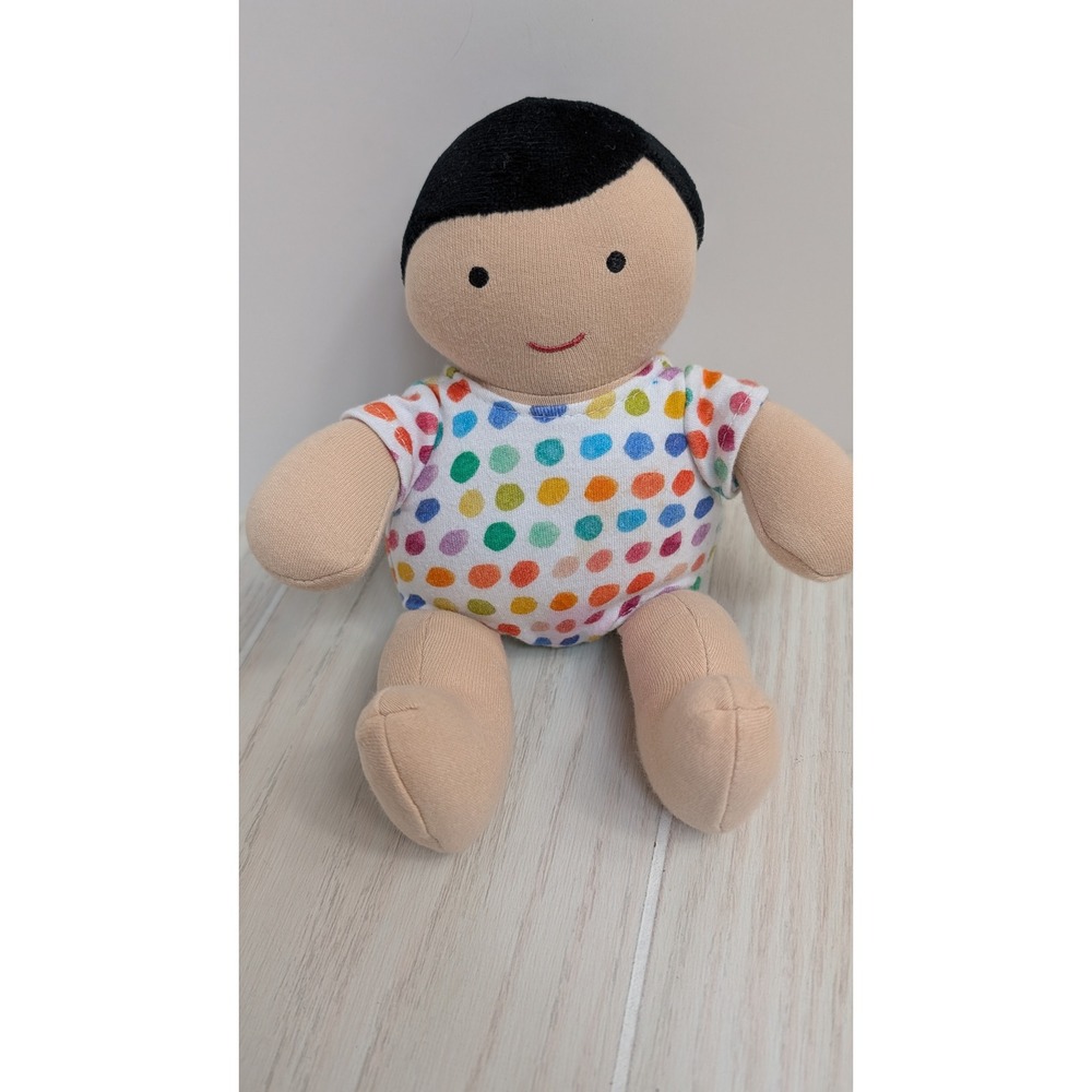 Lovevery Baby Doll Multicolor Polka Dot Organic Cotton Plush beige peach skin